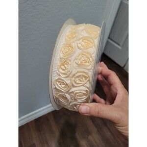 Offray Love Knots Wired Edge Ribbon Cream Ivory Off White Flower Trim 6.75 Yards